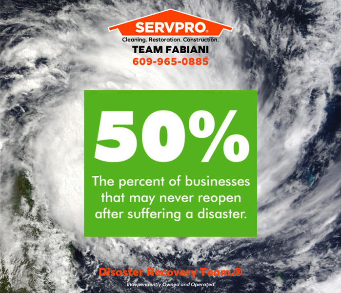 photo stating 50% of businesses do not survive a disaster with SERVPRO logo 